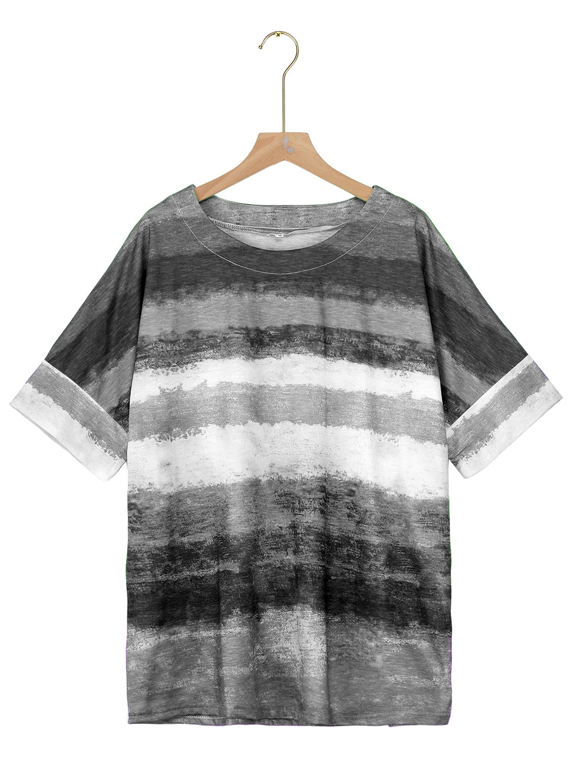 Full Size Color Block Round Neck Half Sleeve T-Shirt