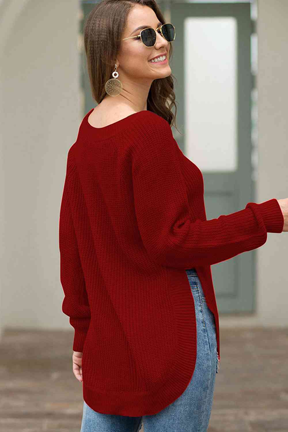 Round Neck Ribbed Knit Top