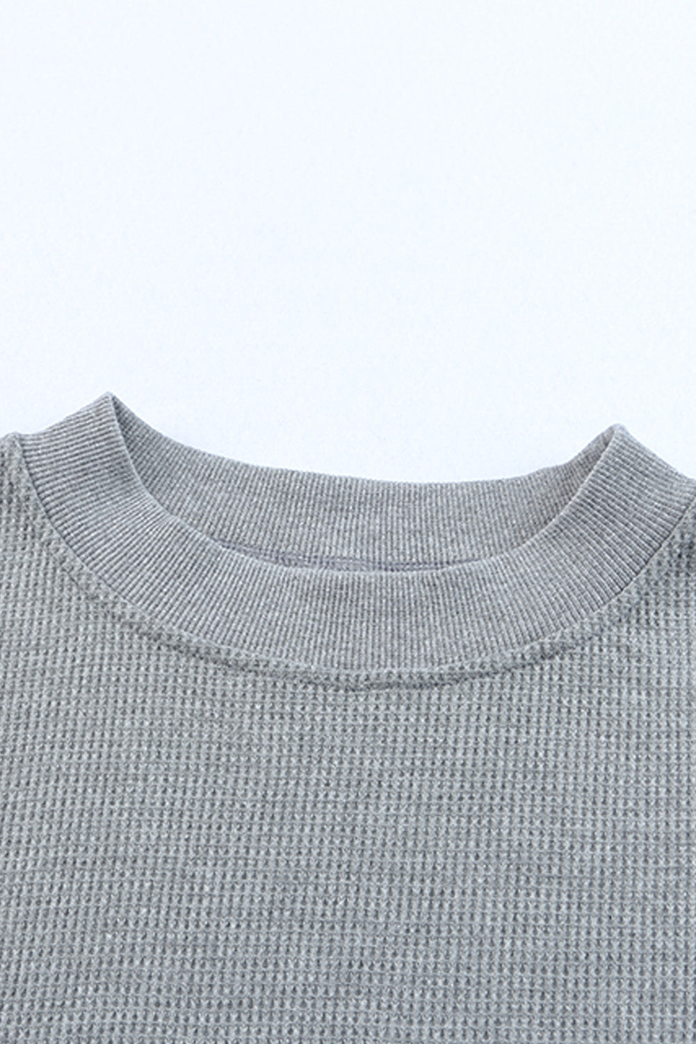 Waffle-Knit Crewneck Drop Shoulder Top