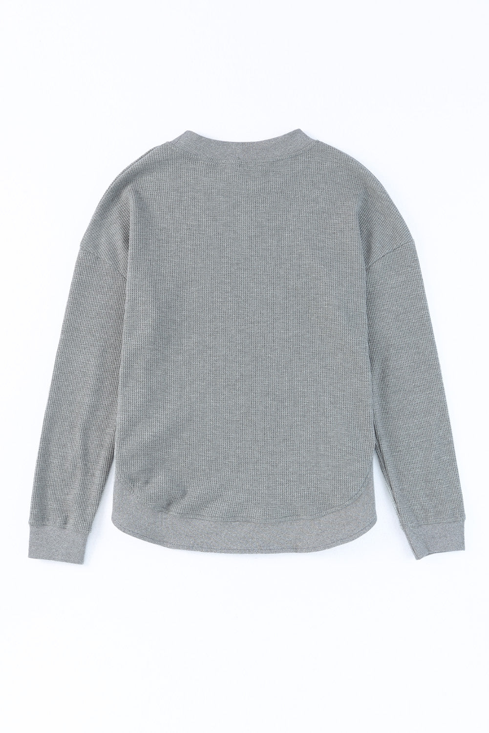 Waffle-Knit Crewneck Drop Shoulder Top